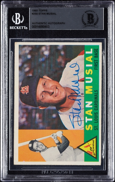 Stan Musial Signed 1960 Topps No. 250 (BAS)