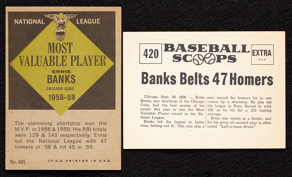 Ernie Banks Signed 1961 Topps & NuCard Scoops Pair (2)