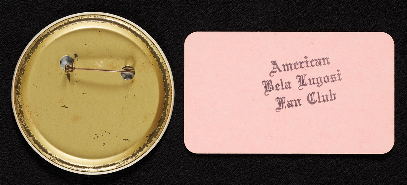 Circa 1950s Bela Lugosi Fan Club Pin and Membership Card (2)