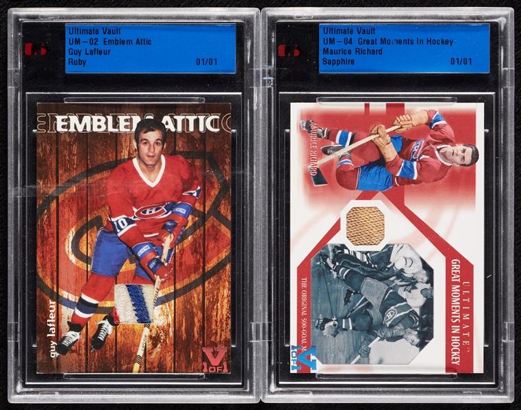 In The Game Guy LaFleur & Maurice Richard 1/1 Game-Used Jersey Cards (2)