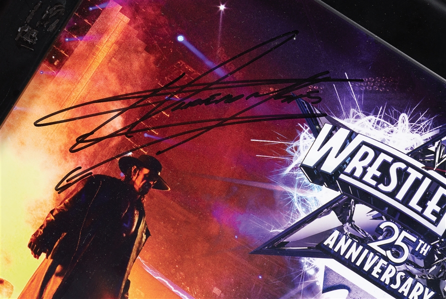 Undertaker Signed 2009 Wrestlemania 25th Anniversary Artifact in Frame (78/500) (BAS)