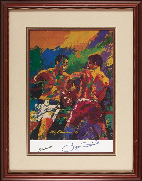Muhammad Ali & Leon Spinks Signed LeRoy Neiman Framed Print (JSA)