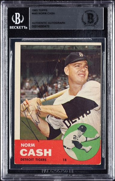 Norm Cash Signed 1963 Topps No. 445 (BAS)