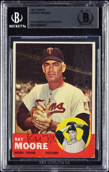Ray Moore Signed 1963 Topps No. 26 (BAS)