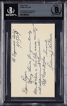 Roderick Wallace Signed 3x5 Index Card (Graded BAS 9)