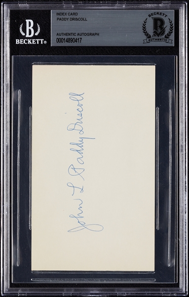 Paddy Driscoll Signed 3x5 Index Card (BAS)