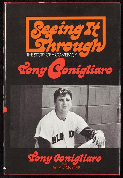 Tony Conigliaro Signed Seeing It Through Book (BAS)