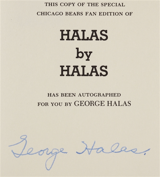 George Halas Signed Halas By Halas Book (BAS)