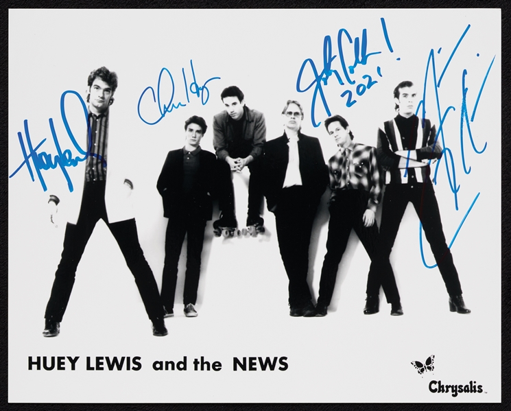 Huey Lewis & The News Group-Signed 10x8 Photo (BAS)