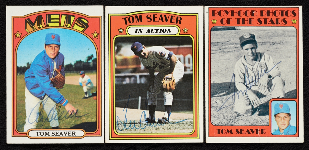 Tom Seaver Signed 1972 Topps Trio (3)