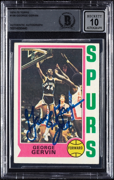 George Gervin Signed Topps Group with BAS 10 Graded RC (13)