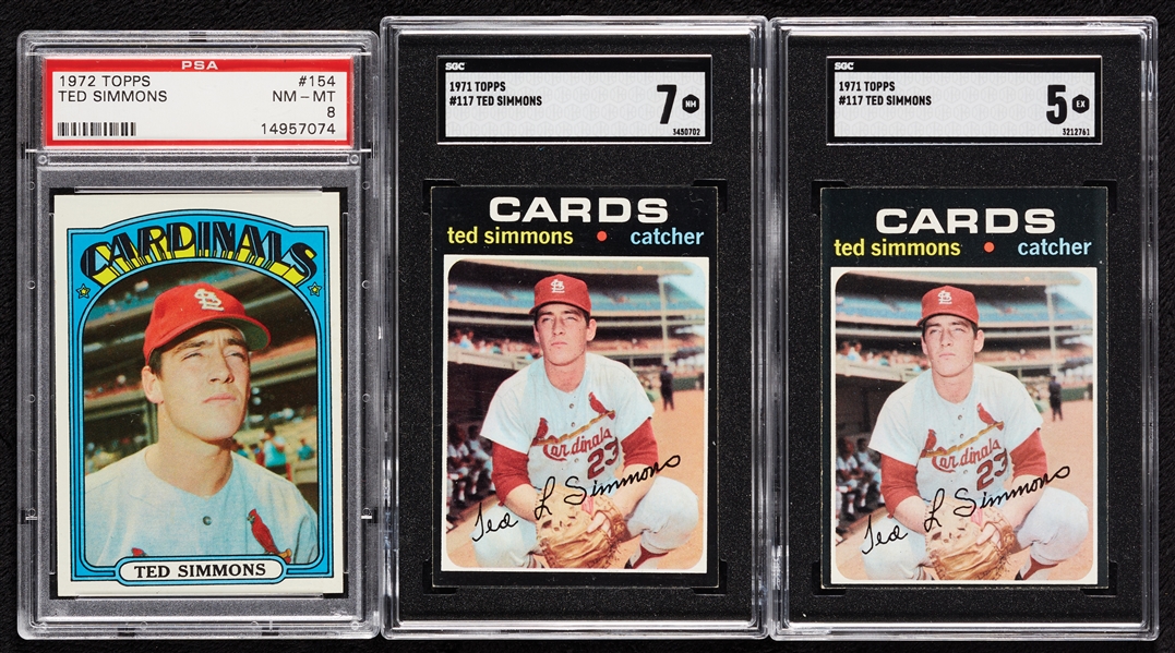 1971 & 1972 Topps Ted Simmons Graded Trio (3)