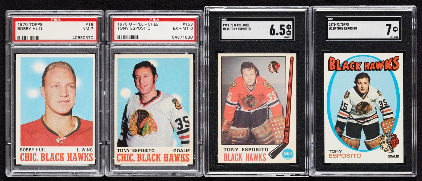 Chicago Blackhawks Vintage Graded HOFer Group with Esposito OPC RC (4)