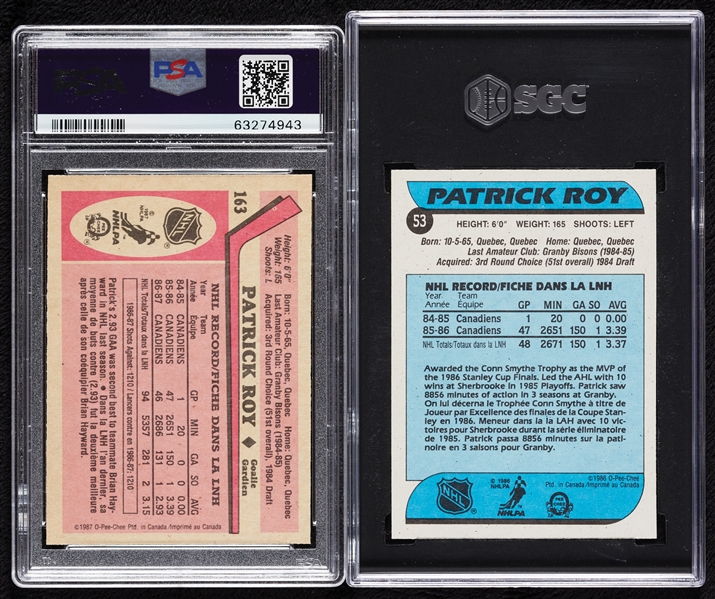 1986 & 1987 O-Pee-Chee Patrick Roy Graded Pair (2)