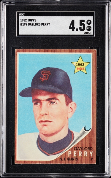1962 Topps Gaylord Perry RC No. 199 SGC 4.5