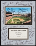 Milwaukee County Stadium Display Signed by 38 Braves with Hank Aaron (BAS)