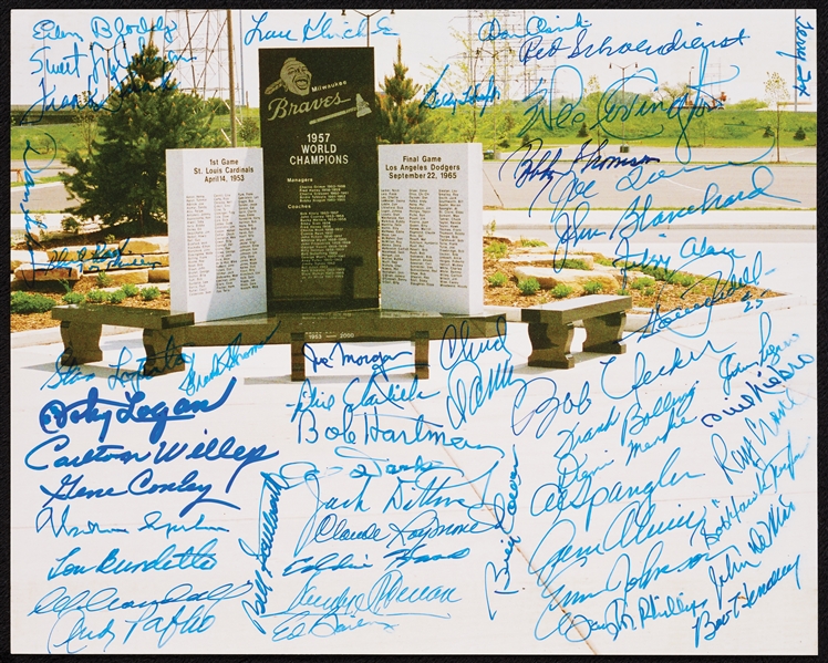 Milwaukee Braves Monument 8x10 Photo Signed by 50 Braves (BAS)
