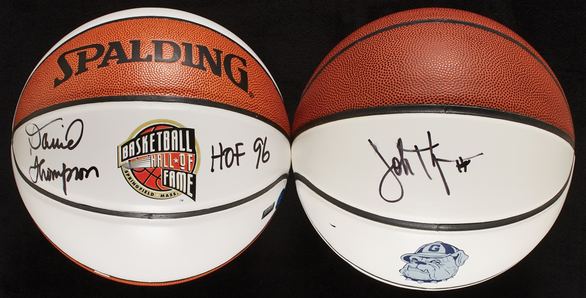 HOFer Signed Basketballs Pair with David Thompson, John Thompson (2)