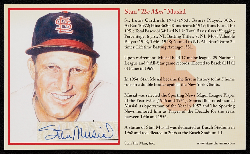 Stan Musial Cut Signature Stat Cards Group (20)