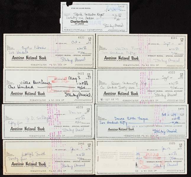 Stan Musial Signed Checks Group (20)