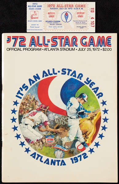 1972 All-Star Game Program and Full Ticket (2)