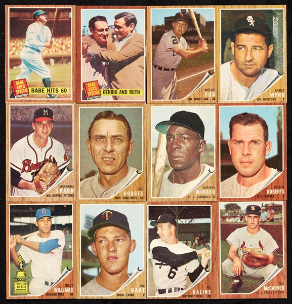 1962 Topps Baseball Partial Set, Two Dozen HOFers (600)
