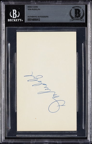 Don Rudolph Signed 3x5 Index Card (BAS)