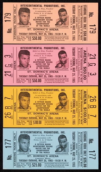 Muhammad Ali vs. Sonny Liston 1965 Full Ticket Color Variations Group (4)