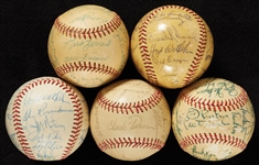 1950s-1970s Team-Signed Baseballs Group (5)