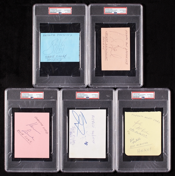 Hockey Signed Album Pages Group with John McLellan, Sidney Crosby (11) (PSA/DNA)