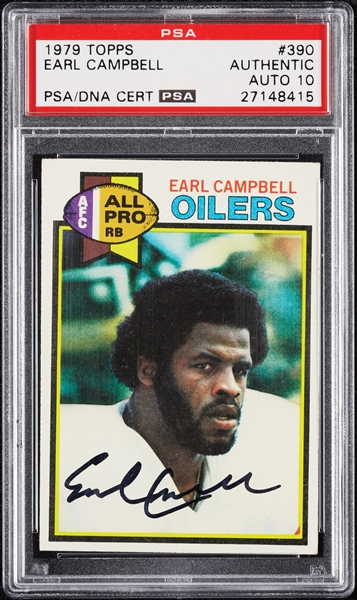 Earl Campbell Signed 1979 Topps RC No. 390 (Graded PSA/DNA 10)