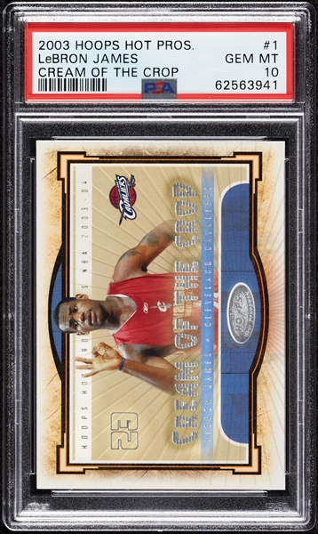 2003 Hoops Hot Prospects LeBron James Cream of the Crop No. 1 PSA 10