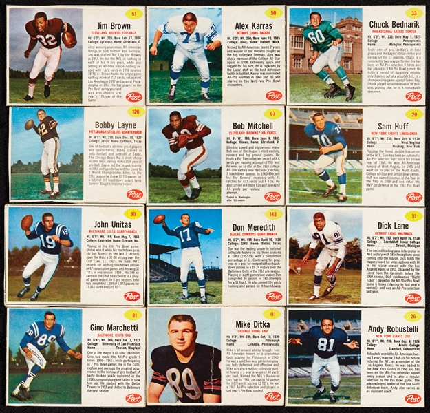 1962 Post Cereal Football Partial Set (147/200)