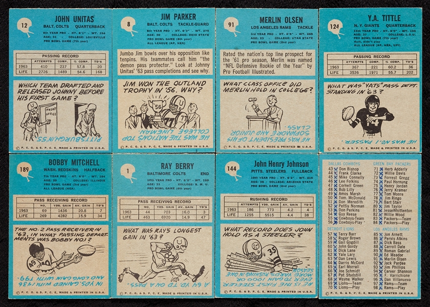 1964 Philadelphia Gum Football Partial Set (97/198)
