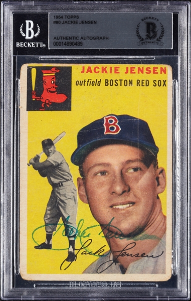 Jackie Jensen Signed 1954 Topps No. 80 (BAS)