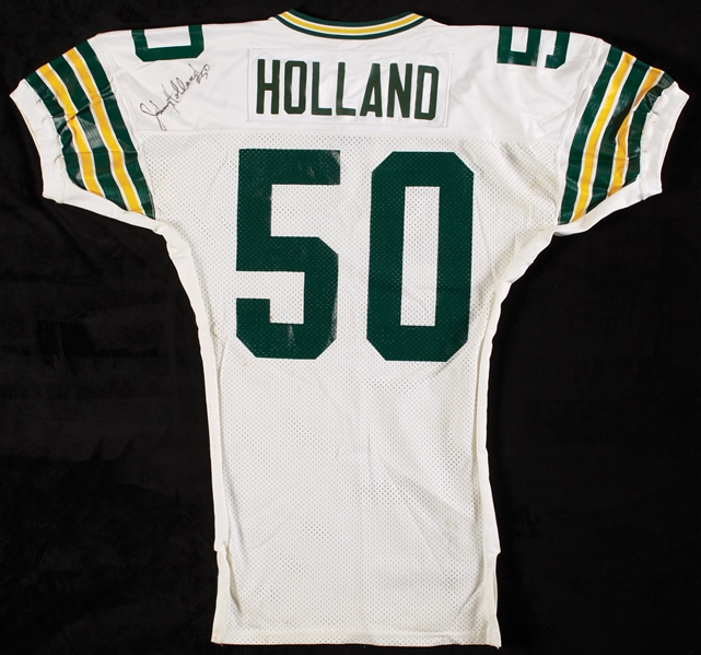 1989-90 Johnny Holland Green Bay Packers Game-Worn Road Jersey