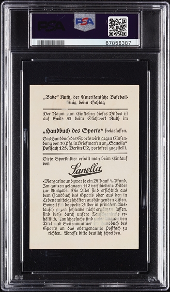 1932 Sanella Margarine Babe Ruth Type 1 (Sanella Centered) PSA 1