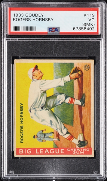 1933 Goudey Rogers Hornsby No. 119 PSA 3 (MK)