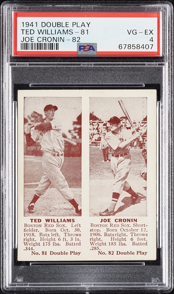 1941 Double Play Ted Williams/Joe Cronin No. 81/82 PSA 4