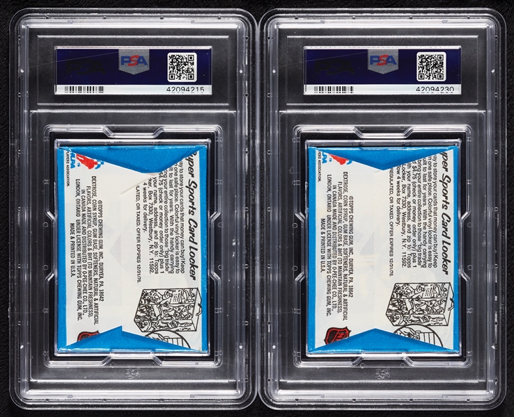 1977 Topps Hockey Wax Pack in 1976 Wrapper Pair (Graded PSA 8) (2)