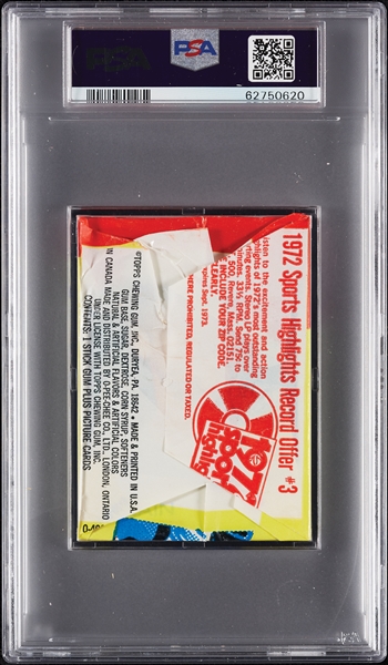 1973 Topps Baseball 5th Series Wax Pack - Denny McLain Back (Graded PSA 6)