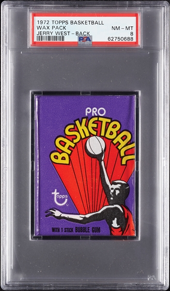 1972 Topps Basketball Wax Pack - Jerry West Back (Graded PSA 8)