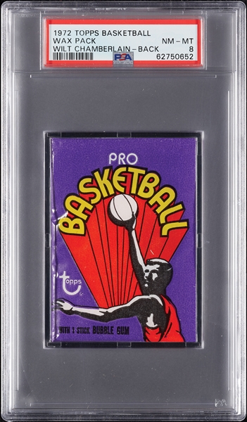 1972 Topps Basketball Wax Pack - Wilt Chamberlain Back (Graded PSA 8)