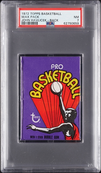 1972 Topps Basketball Wax Pack - John Havlicek Back (Graded PSA 7)