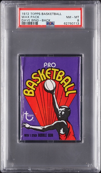 1972 Topps Basketball Wax Pack - Dave Bing Back (Graded PSA 8)
