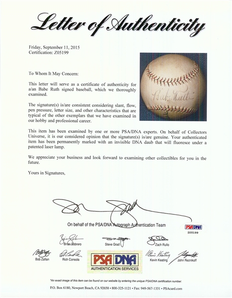 Babe Ruth Single-Signed Pacific Coast League Baseball (PSA/DNA)