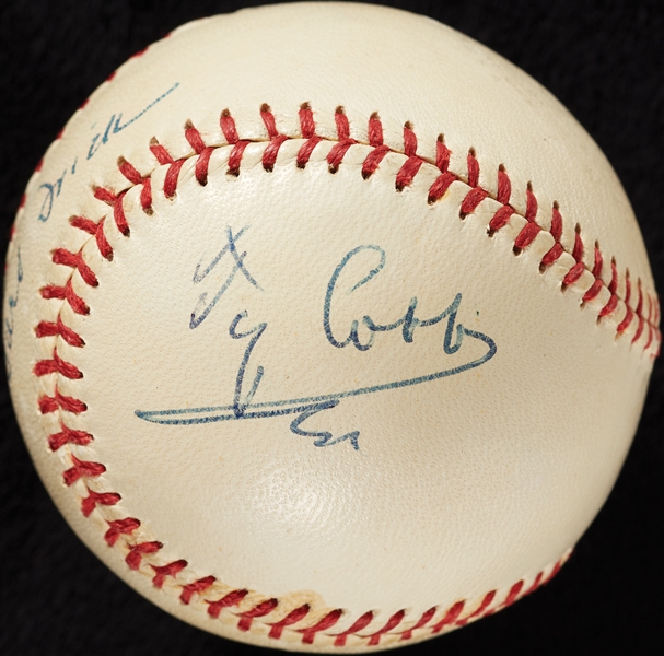 Ty Cobb & Ford Frick Dual-Signed OAL Baseball - Cobb Displays as Single-Signed (JSA)