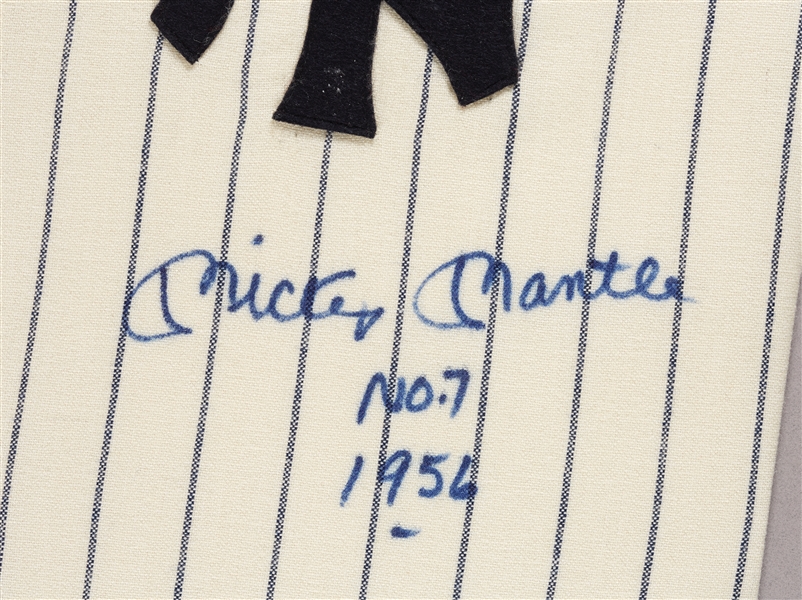Mickey Mantle Signed Yankees Flannel Mitchell & Ness Jersey in Frame No. 7 1956 (Graded PSA/DNA 9)
