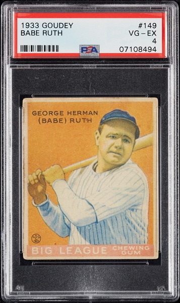 1933 Goudey Babe Ruth No. 149 PSA 4