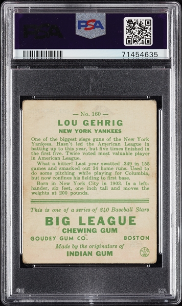 1933 Goudey Lou Gehrig No. 160 PSA 1